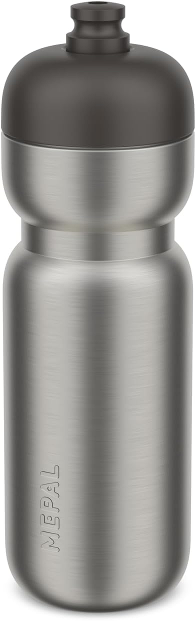 Sport-Trinkflasche: auslaufsicher, aus Edelstahl, 800 ml, schwarz